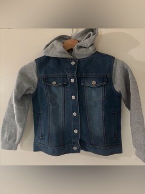 DKNY Kids Two-Tone Denim casual school Jacket with Gray Hoodie